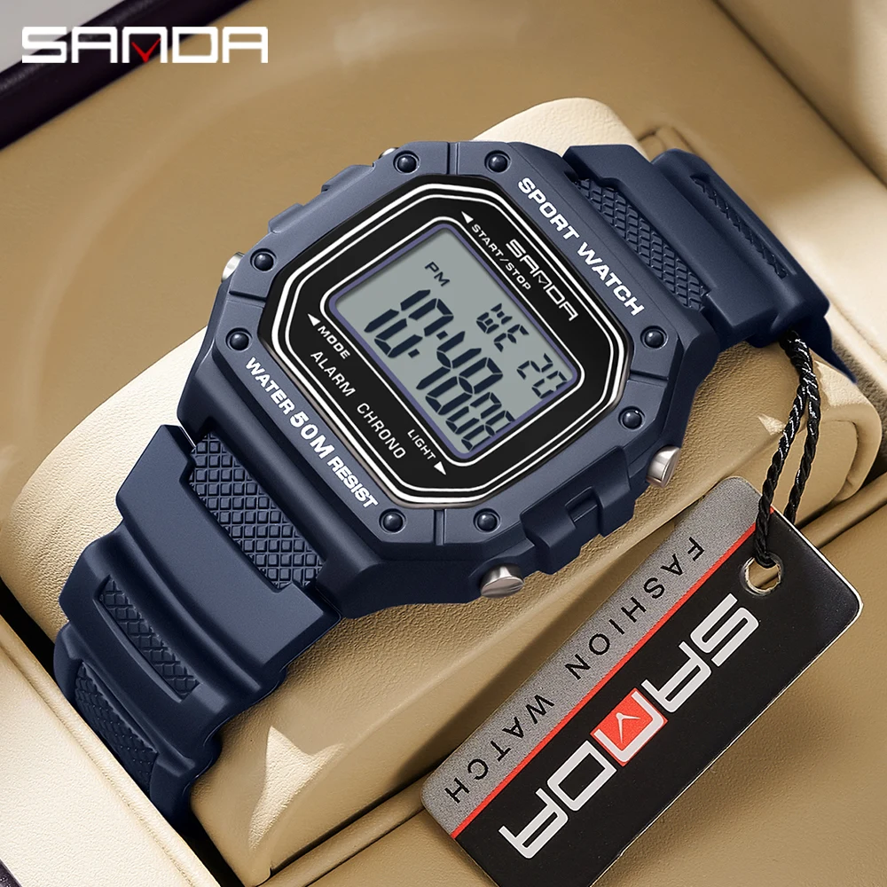 

SANDA 2156 Fashion Mens Watch Military Water Resistant Sport Watches Army Big Dial Led Digital Wristwatches Stopwatches For Male