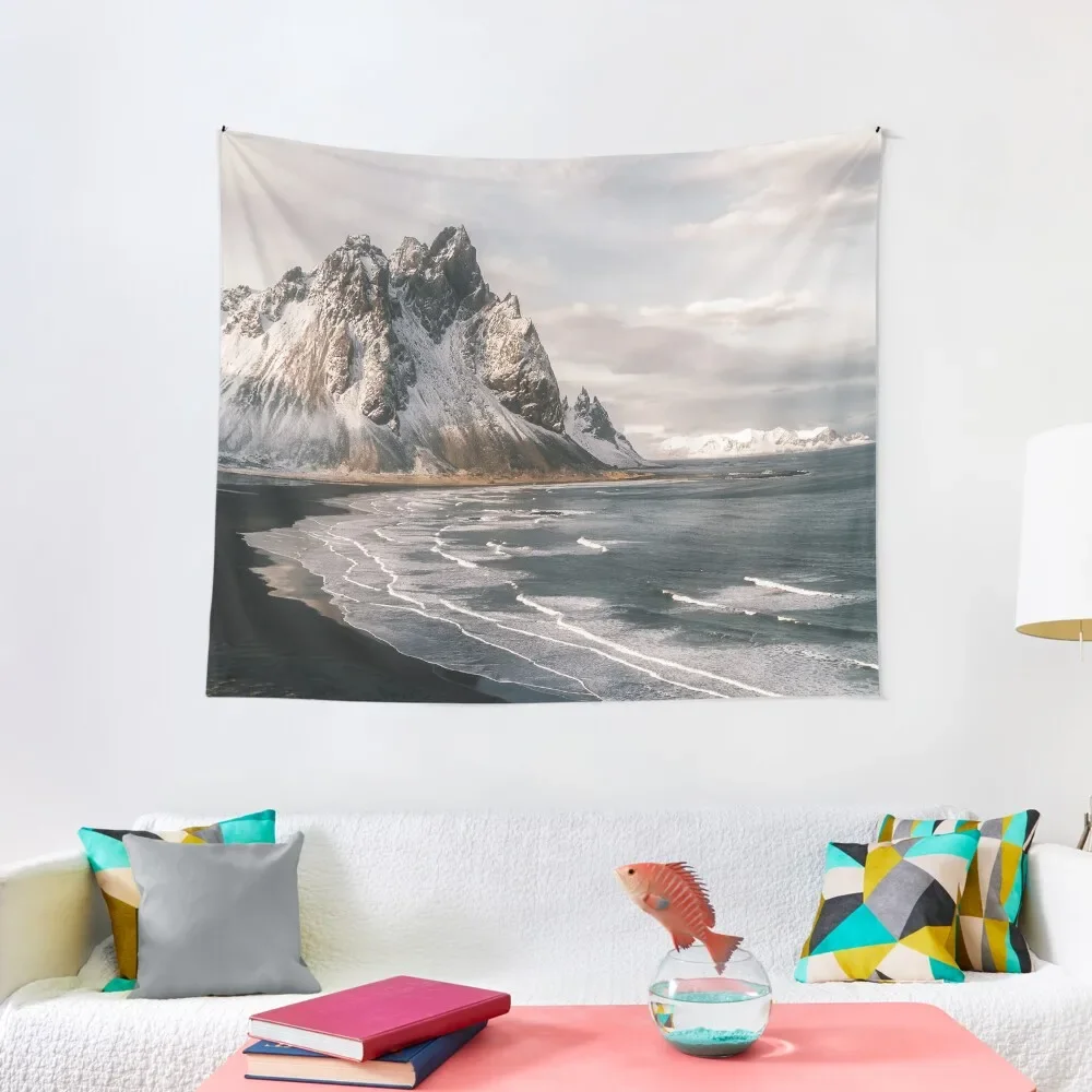 

Stokksnes Icelandic Mountain Beach Sunset - Landscape Photography Tapestry Outdoor Decor Decoration Wall Tapestry