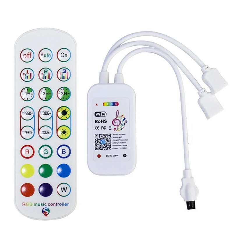 Tuya Wifi RGB Controller For LED Strip Light 3528 2835 5050 RGB Controler With 24Keys Remote Control
Tuya Wifi RGB Controller For LED Strip Light 3528 2835 5050 RGB Controler With 24Keys Remote Control