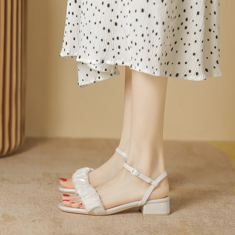 Women Summer Sandals 2023 New Concise Pleated Ladies Shoes Outdoor Square Heel Dress Comfy Female Footwear Modern Sandals 34-39 
Women Summer Sandals 2023 New Concise Pleated Ladies Shoes Outdoor Square Heel Dress Comfy Female Footwear Modern Sandals 34-39