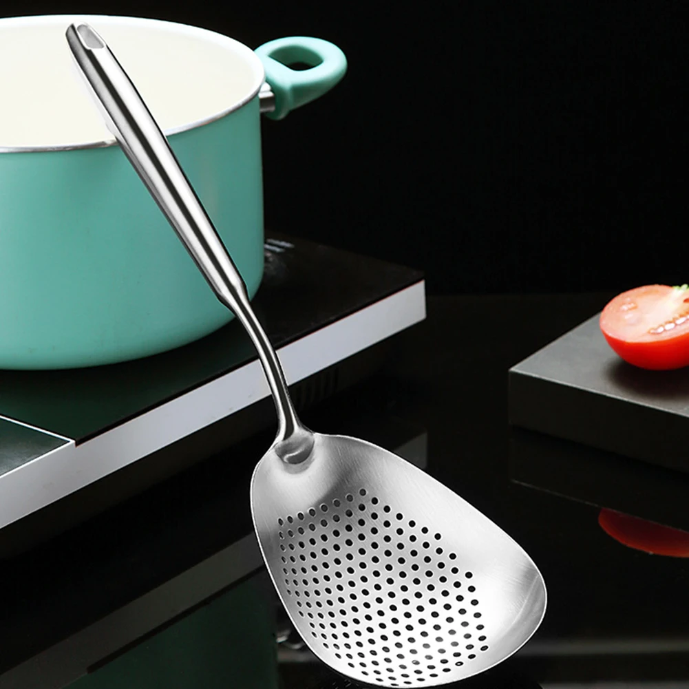 

Slotted Spoon Leaking Spoon Stainless Steel Frying Spoon Colander Oil Strainer Scoop High Temperature Resistance Kitchen Tool