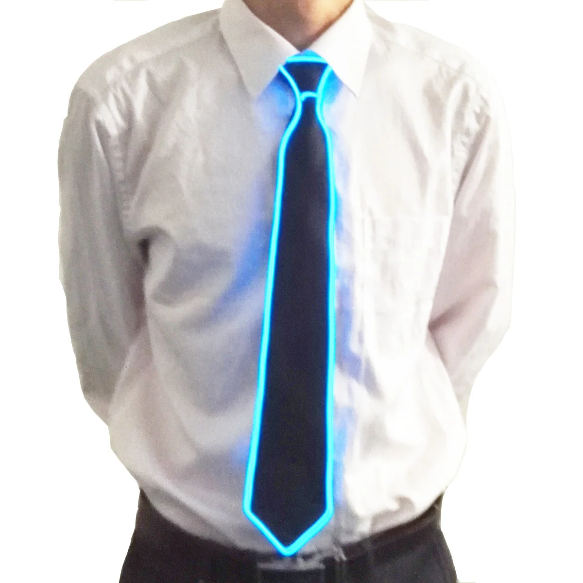 

Fluorescent EL Wire Neon Tie Club Props Gentlemen LED Neck Tie Holiday Light Up Supplies Glowing Masquerade Tie Necktie Costume