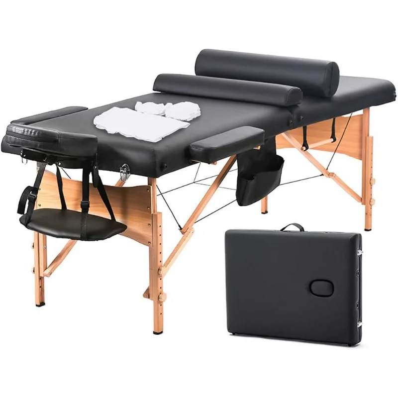 

Massage Table Massage Bed Spa Bed 73 Inch Heigh Adjustable 2 Fold Portable Massage Table W/Sheet Cradle Cover 2 Bolster Hanger