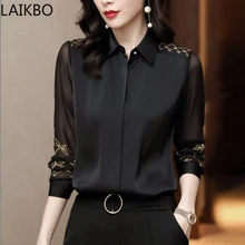 Women Spring Autumn Style Chiffon Blouses Shirts Lady Embroidery Long Sleeve Turn-down Collar Lace Decor Blusas Tops
Women Spring Autumn Style Chiffon Blouses Shirts Lady Embroidery Long Sleeve Turn-down Collar Lace Decor Blusas Tops