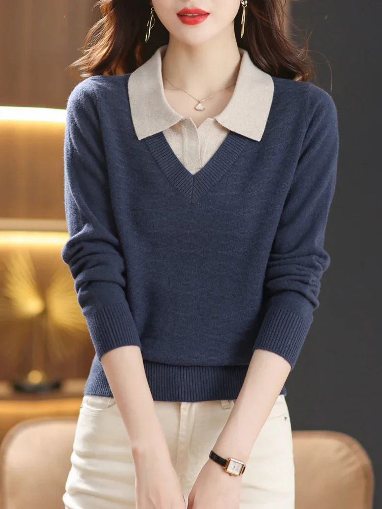 Turn Down Sweater Woman Spring Autumn Korean Fashion Pullover Femme Womens Clothing Patchwork Long Sleeve Top Sweaters
Turn Down Sweater Woman Spring Autumn Korean Fashion Pullover Femme Womens Clothing Patchwork Long Sleeve Top Sweaters