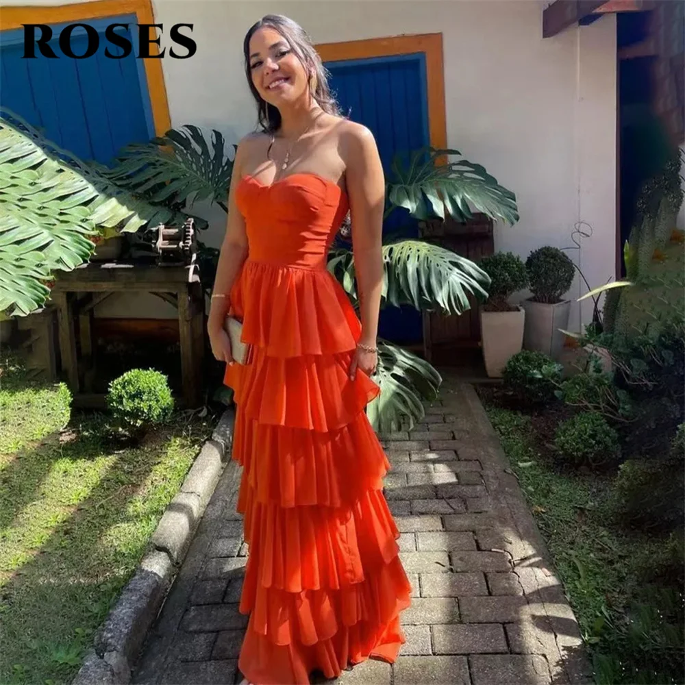 ROSES Orange Sleeveless Charming Prom Dresses Gown Tiered Layer Beach Formal Gowns Sweetheart Evening Gowns vestidos de noche
ROSES Orange Sleeveless Charming Prom Dresses Gown Tiered Layer Beach Formal Gowns Sweetheart Evening Gowns vestidos de noche