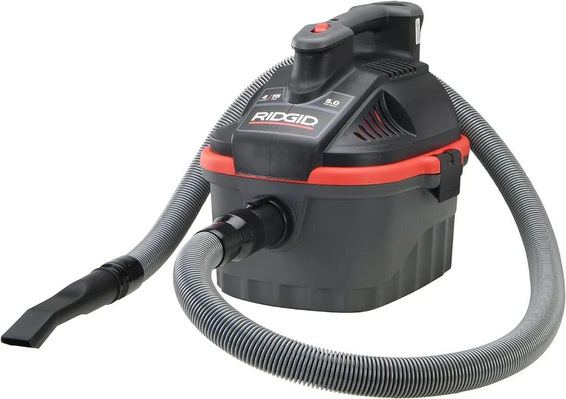 

RIDGID 50313 Model 4000RV 4-Gallon Portable Wet and Dry Compact Vacuum Cleaner with 5.0 Peak-HP Motor, 4 gallon, Red