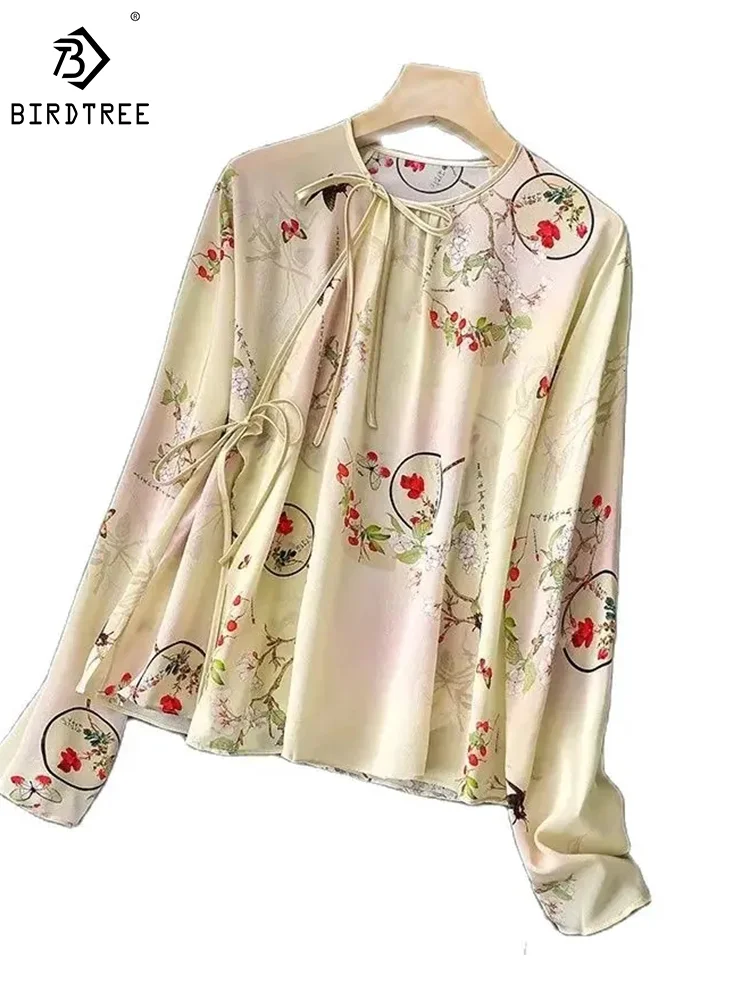 Birdtree Women Flower Chinese Style Lace Up Retro Blouses,100%Real Silk Elegant Shirts,Office Lady Spring New Top,T3D732QM
Birdtree Women Flower Chinese Style Lace Up Retro Blouses,100%Real Silk Elegant Shirts,Office Lady Spring New Top,T3D732QM