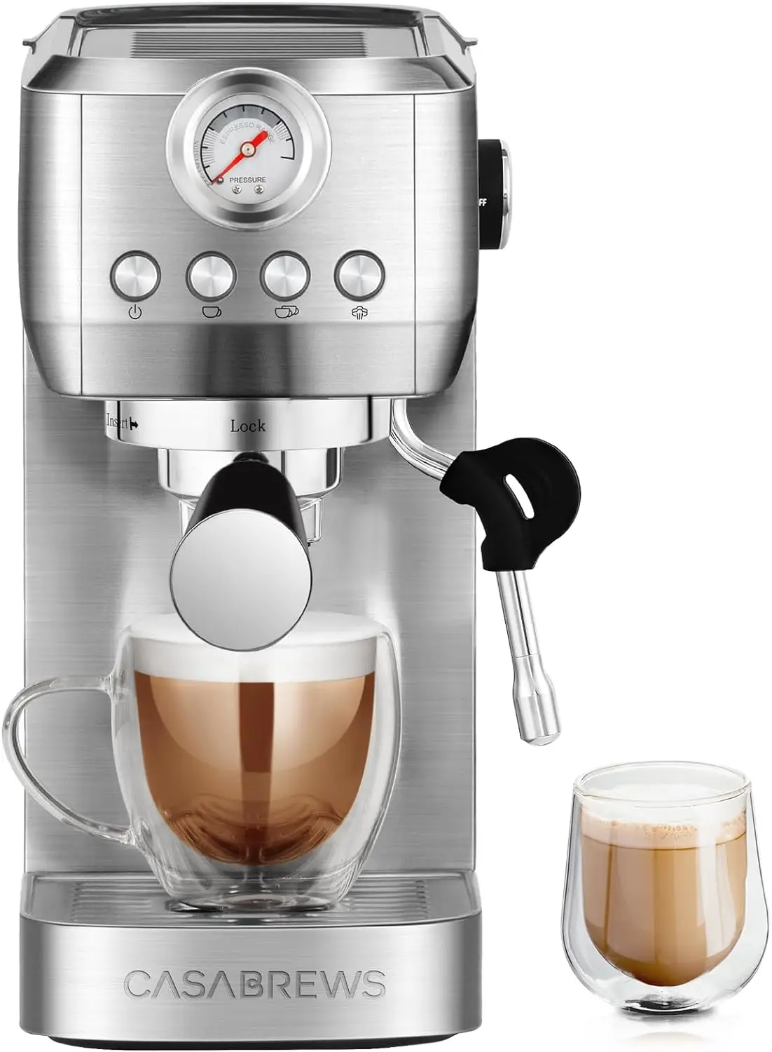 

Espresso Machine 20 Bar, Stainless Steel Espresso Maker With Steam Milk Frother, Coffee Machine Cappuccino Latte Machine