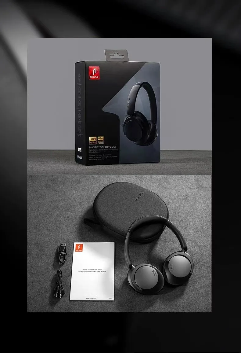 Wireless Bluetooth Active Noise Cancelling Headphones 1MORE Sonoflow HC905, Hi-Res LDAC 70H Battery, Connect 2 Devices, 5 Mic Wireless Bluetooth Active Noise Cancelling Headphones 1MORE Sonoflow HC905, Hi-Res LDAC 70H Battery, Connect 2 Devices, 5 Mic