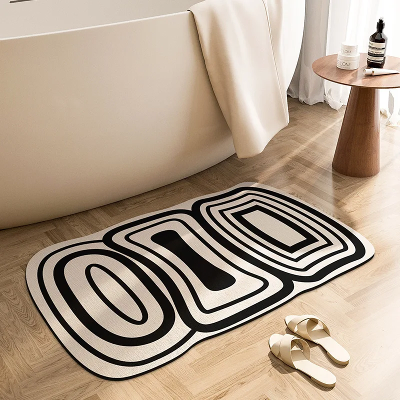 

Irregular abstract bathroom floor mat, dirt resistant entrance carpet, household water absorbing diatom mud
