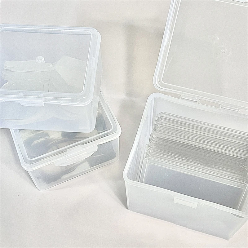 

1Pcs Semitransparent Rectangular Desktop Storage Box S M L Card Sleeves Photocards Tape Dust-proof Boxes
