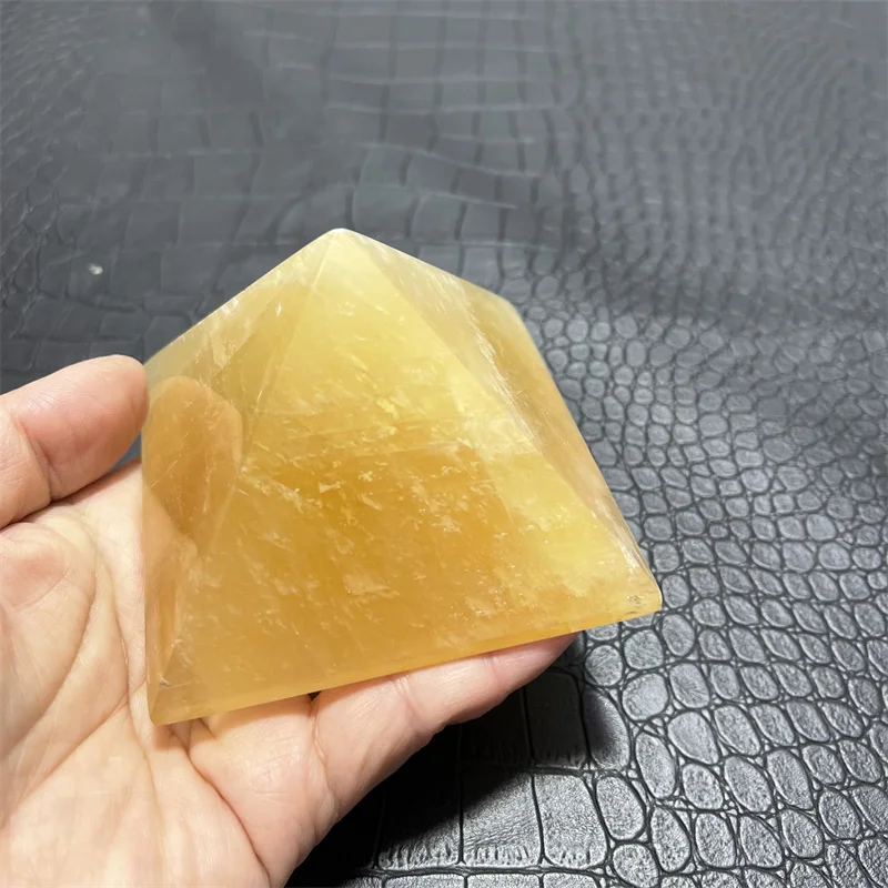 

8.2cm Natural Clear Calcite Energy Tower Reiki Mineral Pyramid Gemstone Decor