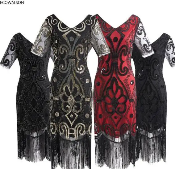 Women The Great Gatsby Cosplay costume 20s flapper Beading fancy dress Sequin Party Costume dress with fringe tassels
Women The Great Gatsby Cosplay costume 20s flapper Beading fancy dress Sequin Party Costume dress with fringe tassels