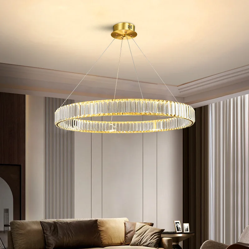 

Modern Luxury Crystal Chandelier Ring Art Home Decor Pendant Lamp for Living Room Dining Bedroom Hanging Light Chandelier Lustre