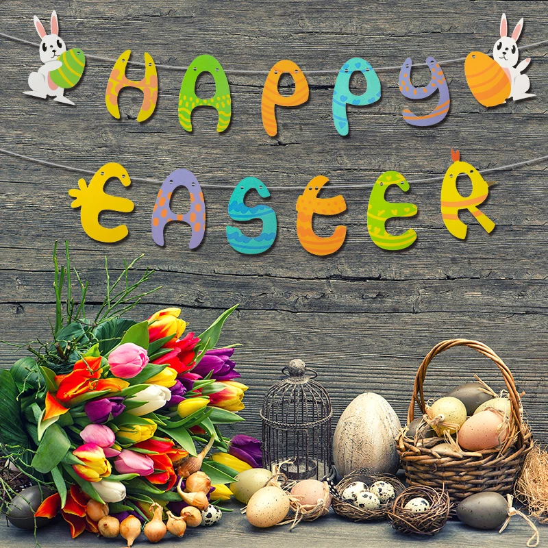 Cartoon Happy Easter Letter Banner Easter Hanging Decorations Garland DIY Home Decor Egg Rabbit Bunny Bunting Flags Supplies
Cartoon Happy Easter Letter Banner Easter Hanging Decorations Garland DIY Home Decor Egg Rabbit Bunny Bunting Flags Supplies