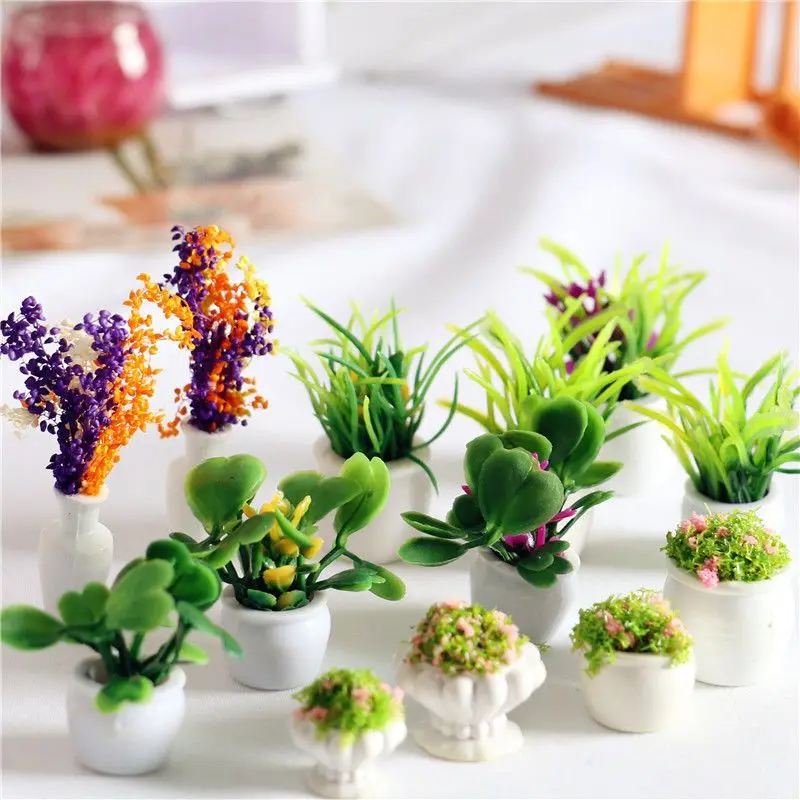 Cute Dollhouse Furniture 1:12 Accessories Mini Green Plant Bonsai Flower Pots Model Miniature Potted Landscape Dollhouse Decor
Cute Dollhouse Furniture 1:12 Accessories Mini Green Plant Bonsai Flower Pots Model Miniature Potted Landscape Dollhouse Decor