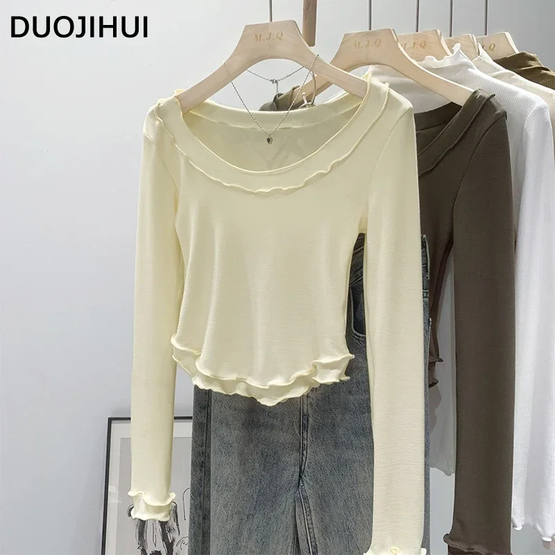 DUOJIHUI милые персиковые приталенные осенние базовые женские футболки Новая мода с воротником однотонные офисные женские повседневные Простые Женские футболки
DUOJIHUI милые персиковые приталенные осенние базовые женские футболки Новая мода с воротником однотонные офисные женские повседневные Простые Женские футболки