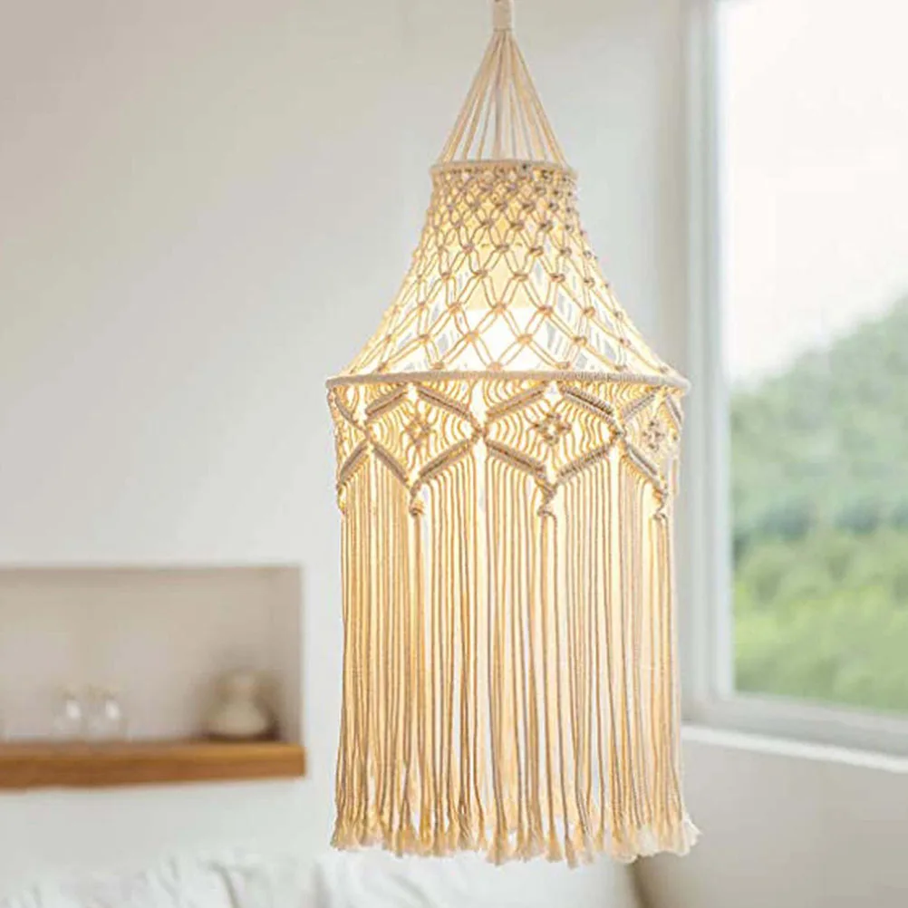 Boho Woven Ceiling Light Cover - Cotton Hanging Lampshade with Dust Protection 2 Sd59ed61ed0104aa38229c88a749e4bf3v