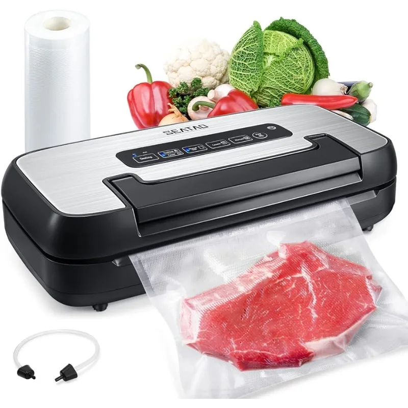 

Over 200 Uses Without Overheating, 80kpa Multifunctional Commercial and Home Vacuum Food Sealer with Built-In Roll Storage