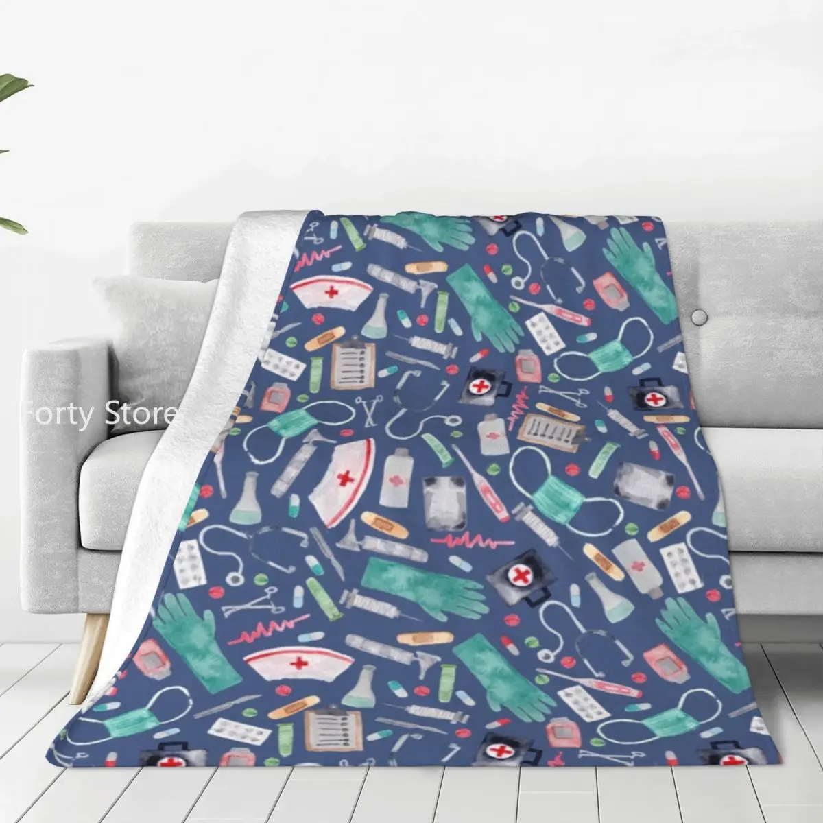 

Nurse Medical Flannel Blanket First Aid Warm Soft Throw Blanket for Bedroom Airplane Travel Novelty Bedspread Sofa Bed Cover