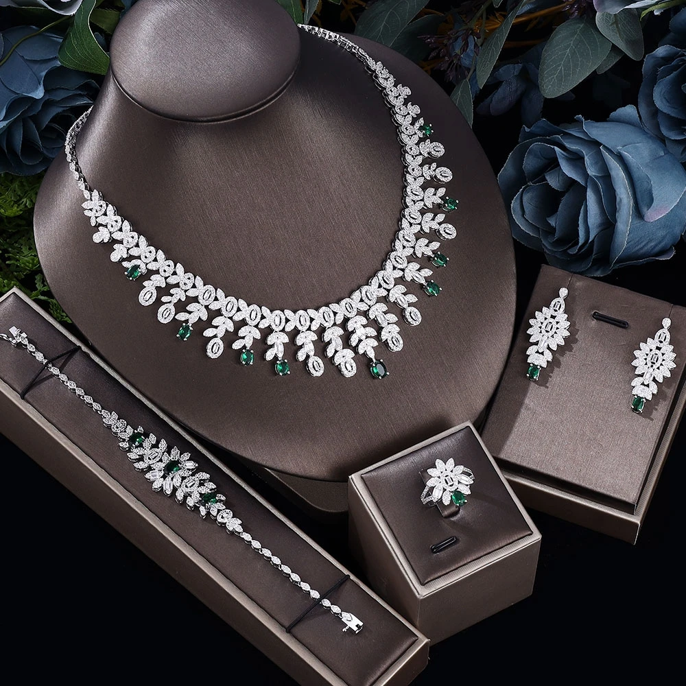 4 Pieces Cubic Zircon Bridal Jewelry Set Luxury Dubai Nigeria Wedding Jewelry Necklace Bracelet Earrings Ring
4 Pieces Cubic Zircon Bridal Jewelry Set Luxury Dubai Nigeria Wedding Jewelry Necklace Bracelet Earrings Ring