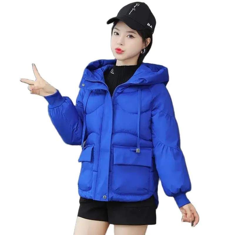 

Winter 2023 New Down Cotton-Padded Jacket Warm Hooded Coat Female Short Students Loose Joker Casual Pocket Comfortable Outcoat