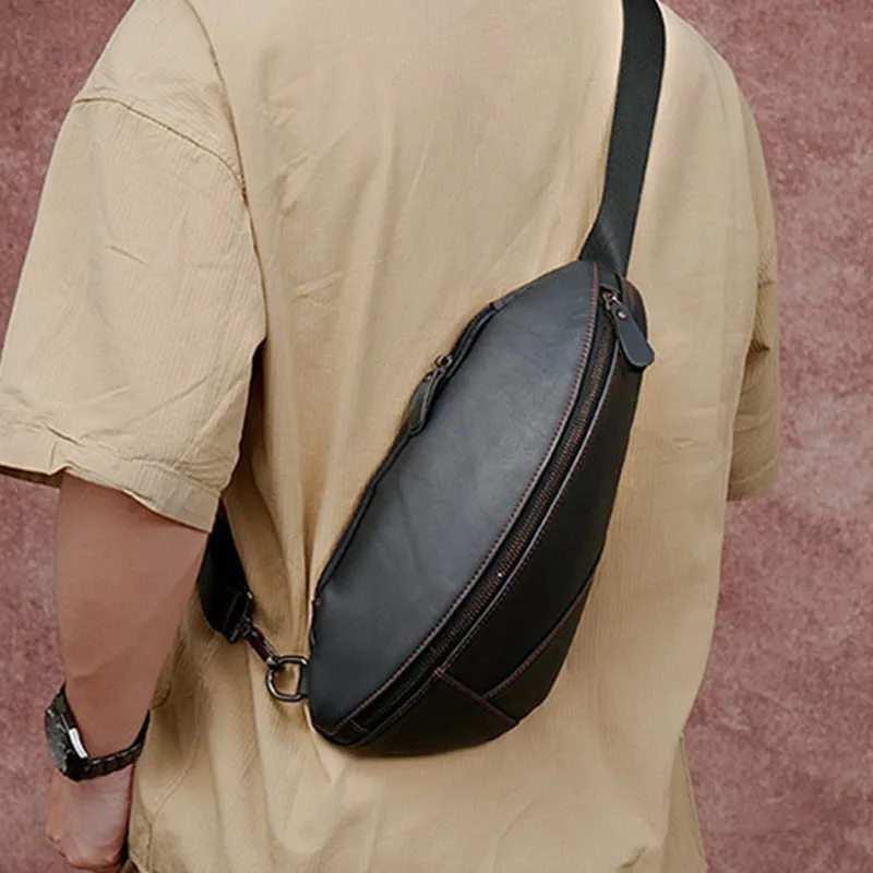 

Мужская нагрудная сумка AETOO из воловьей кожи, повседневная вместительная сумочка-мессенджер ручной работы в стиле ретро