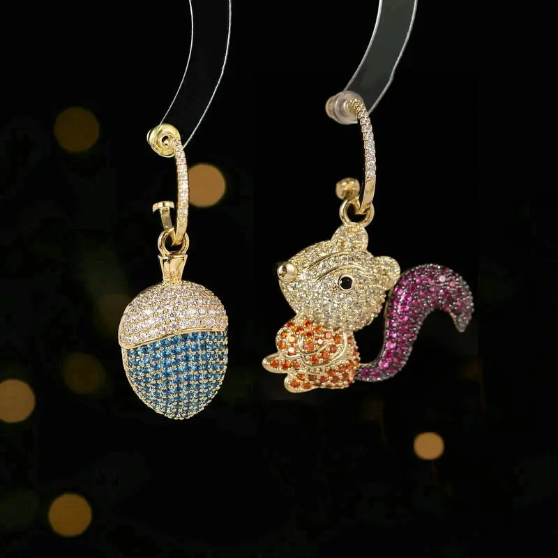 Cute Cartoon Animal Earrings for Women Design Statement Asymmetrical Squirrel Pine Cones Dangle Earings Luxury Jewelry With CZ
Cute Cartoon Animal Earrings for Women Design Statement Asymmetrical Squirrel Pine Cones Dangle Earings Luxury Jewelry With CZ