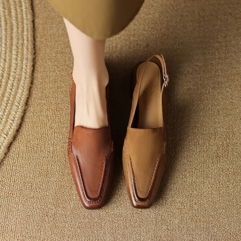Closed Toe Womens' Sandals Sheepskin Elegant Ladies Spring Shoes For Female Retro Slingbacks Simple Shoes Summer Sandal
Closed Toe Womens' Sandals Sheepskin Elegant Ladies Spring Shoes For Female Retro Slingbacks Simple Shoes Summer Sandal