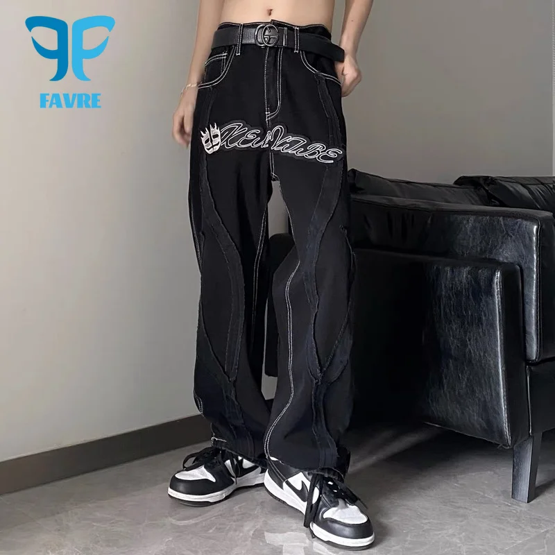 Джинсы мужские свободные в готическом стиле, с вышивкой и надписью
Джинсы мужские свободные в готическом стиле, с вышивкой и надписью