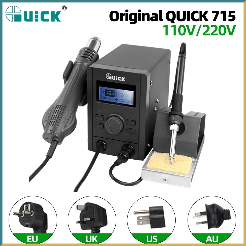 

QUICK 715 Electric Heating Tools 2 in 1 Hot Air Gun and Soldering Iron Digital Display Soldering Station Heat Gun Soldering Tool