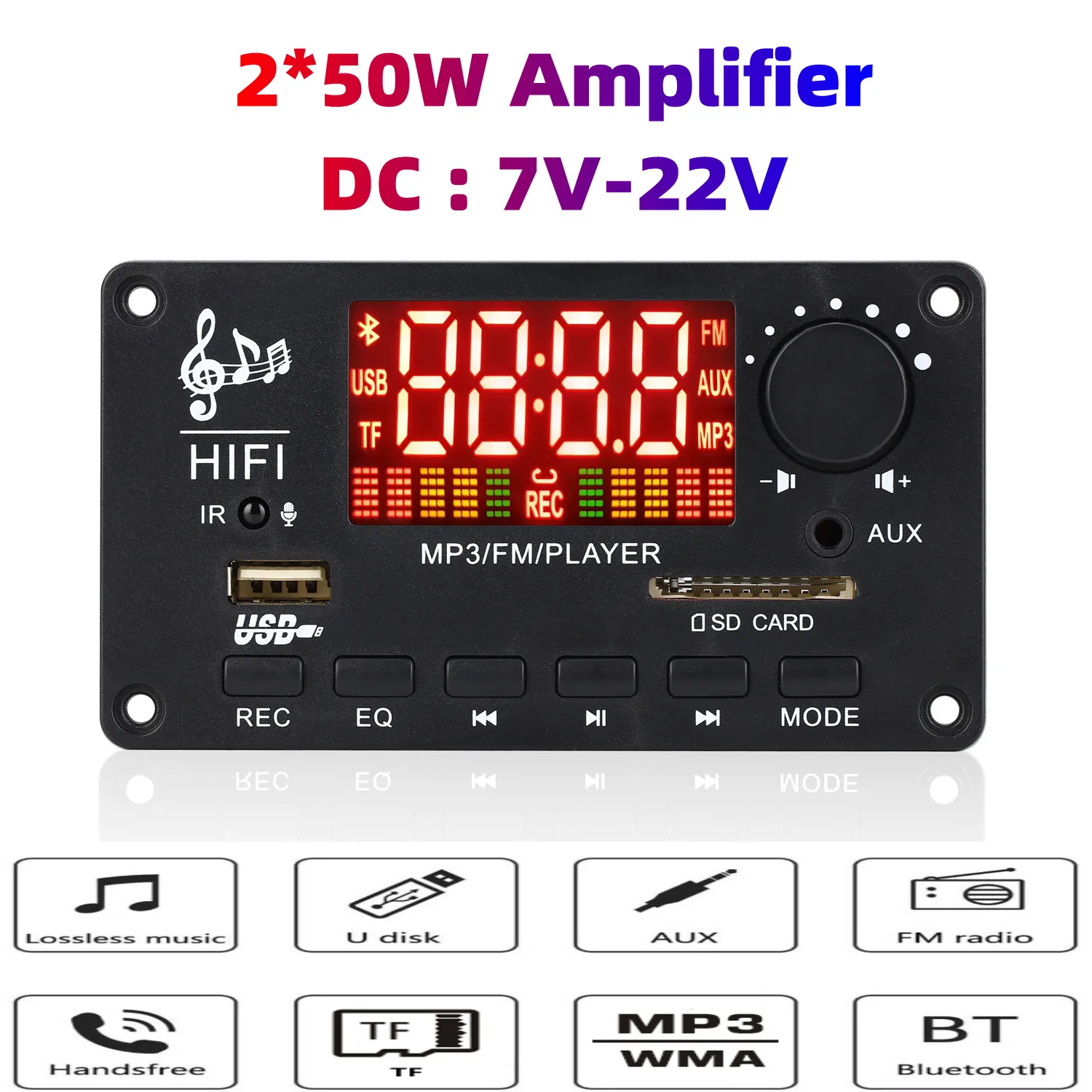 100W Amplifier MP3 Decoder Board Bluetooth5.0 Car MP3 Player USB Recording Module FM AUX Radio For Speaker Handsfree
100W Amplifier MP3 Decoder Board Bluetooth5.0 Car MP3 Player USB Recording Module FM AUX Radio For Speaker Handsfree