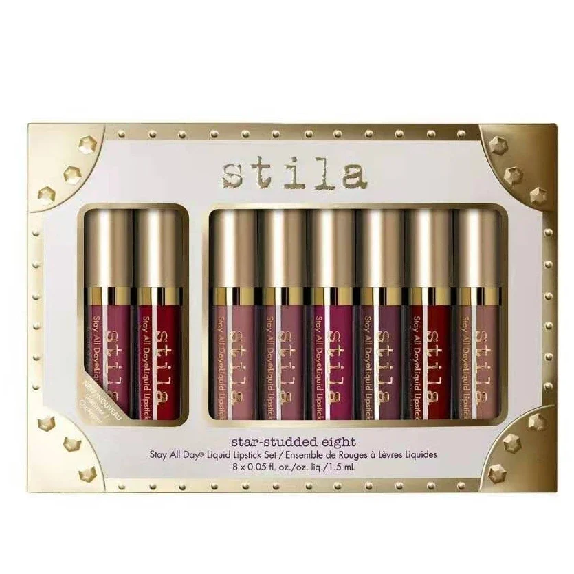 

stila 6 lip gloss set make up non-stick cup gold does not fade moisturizing matte liquid lipstick korean lip tint make up set