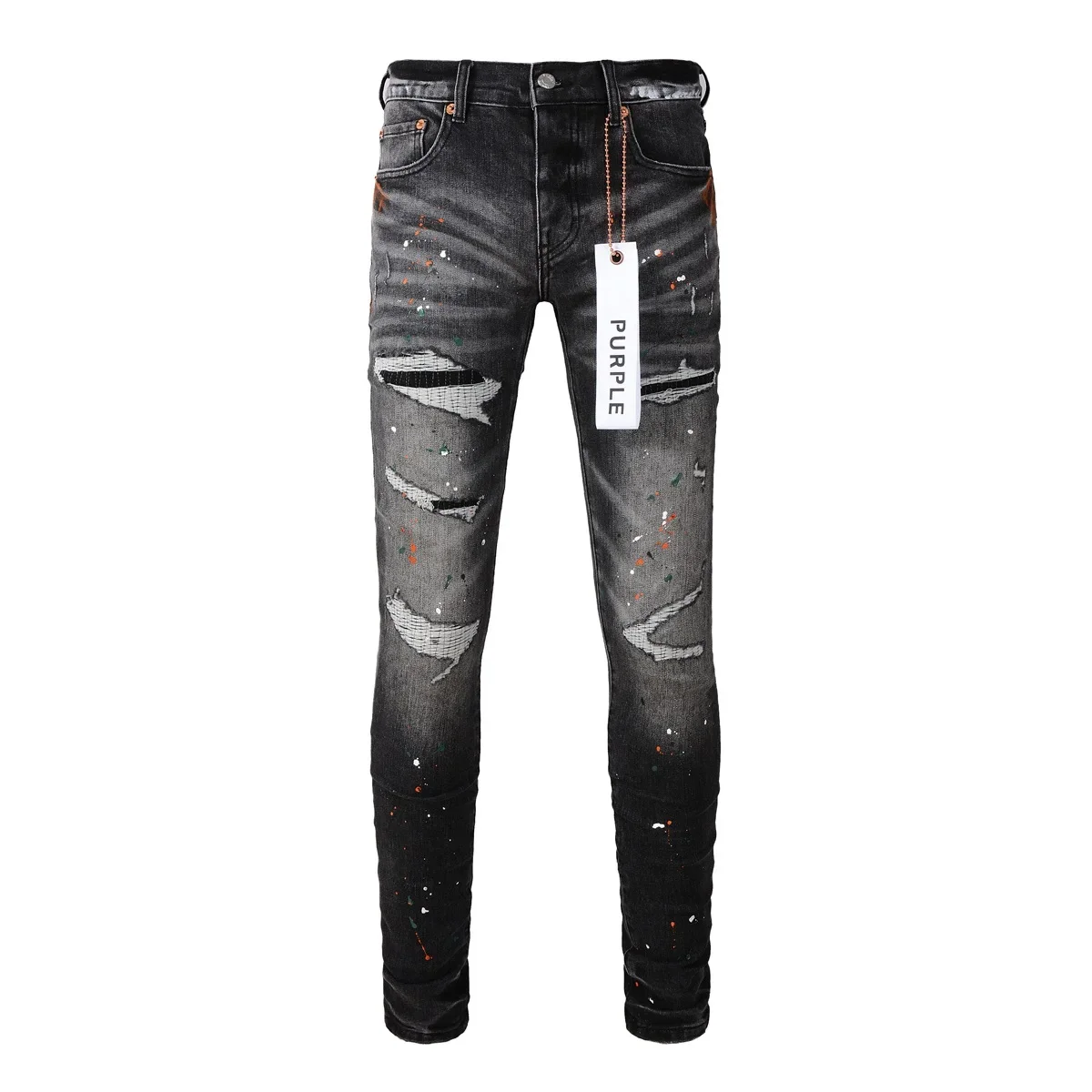 

Фиолетовые брендовые джинсы, модные, высококачественные, уличные, с черными отверстиями, ремонт, низкие выпуклые облегающие джинсовые брюки, размеры 28-40