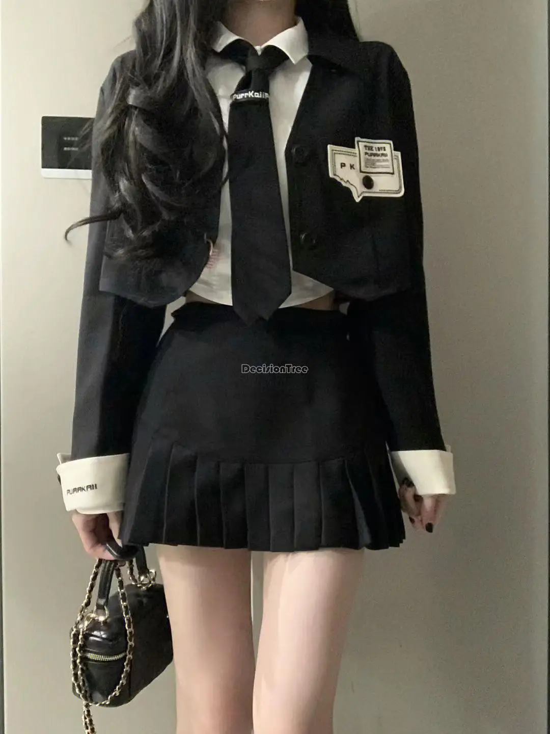 

2023 стильный крутой пикантный Модный женский костюм-тройка jk в Корейском стиле, пиджак, юбка с завышенной талией, костюм в стиле ins s788
