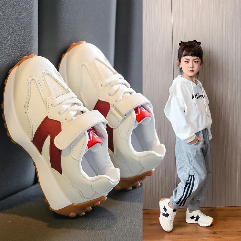 

Детская обувь для девочек и мальчиков, детские кроссовки, дышащая обувь из искусственной кожи на плоской подошве, теннисная обувь розового/черного/серого цвета, размер 21 ~ 36