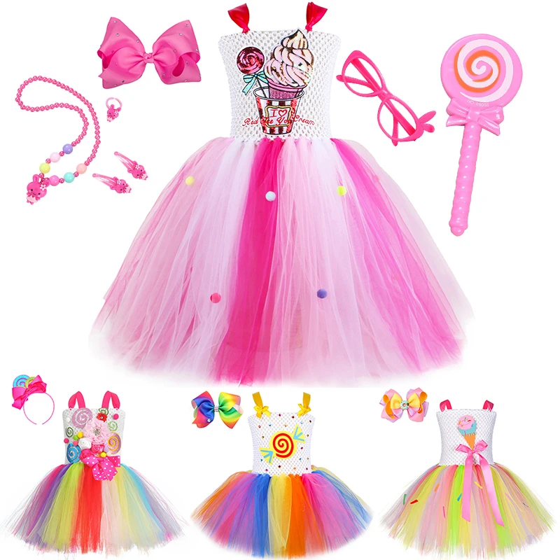 Rainbow Candy Princess Dress Girls Prium Cosplay Lollipop Costume with Lollipop Headband Kid Holiday Birthday Party Clothes 2023
Rainbow Candy Princess Dress Girls Prium Cosplay Lollipop Costume with Lollipop Headband Kid Holiday Birthday Party Clothes 2023