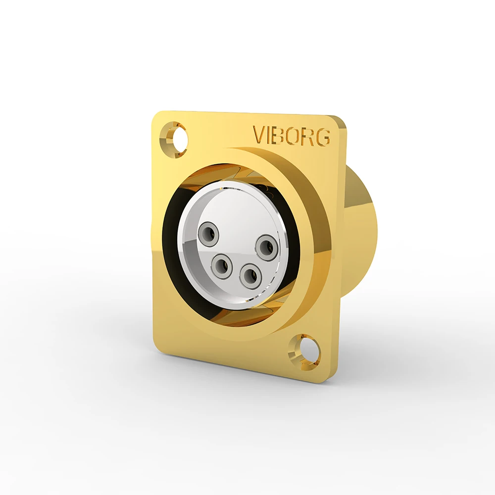 

VIBORG XF04G 4pin Female XLR Plug Connector Socket Jack Hifi Audio Headphone AMP DIY 24K gold plated Copper pins PTFE Insulator