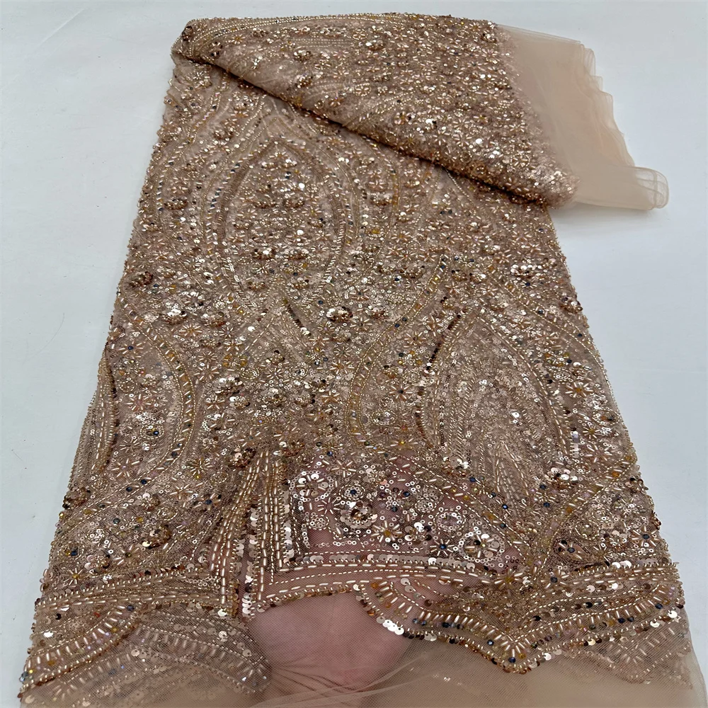African Handmade Heavy Sequins Tulle Lace Fabric 2024 High Quality French Luxury Beaded Lace Fabric For Bridal Wedding rf-450 
African Handmade Heavy Sequins Tulle Lace Fabric 2024 High Quality French Luxury Beaded Lace Fabric For Bridal Wedding rf-450