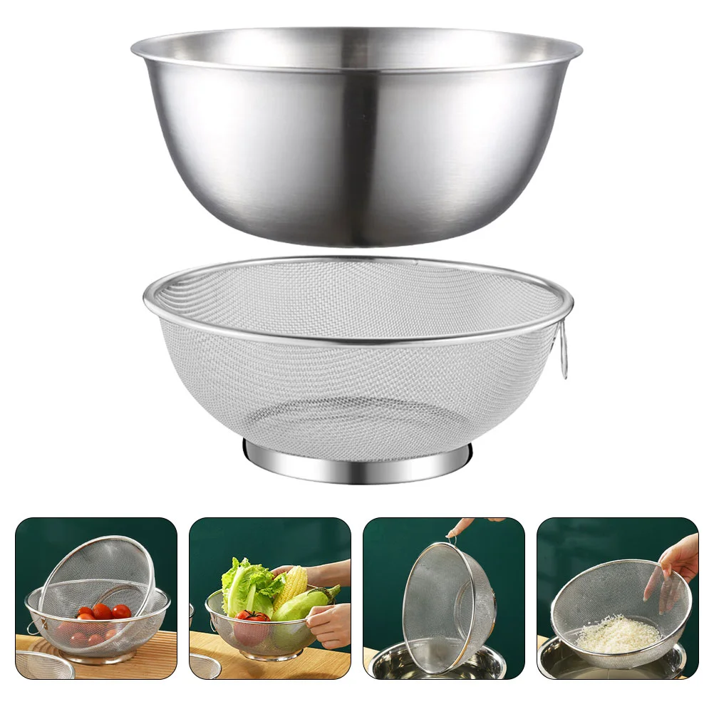Stainless Steel Colander Bowl Set Kitchen Strainer Washer Drainer Basket Basin Vegetable Fruits Pasta Salad Mixing Food
Stainless Steel Colander Bowl Set Kitchen Strainer Washer Drainer Basket Basin Vegetable Fruits Pasta Salad Mixing Food