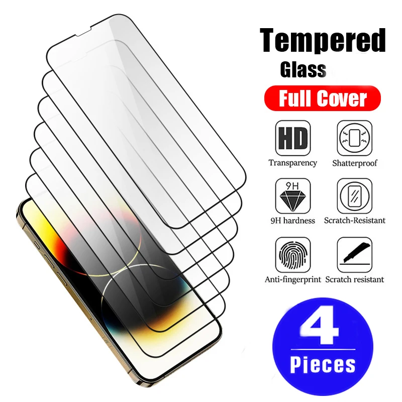 4pcs cover Tempered glass for iPhone 15 pro max 14 plus 11 12 13 mini XR X XS phone screen protector protective film smartphone
4pcs cover Tempered glass for iPhone 15 pro max 14 plus 11 12 13 mini XR X XS phone screen protector protective film smartphone