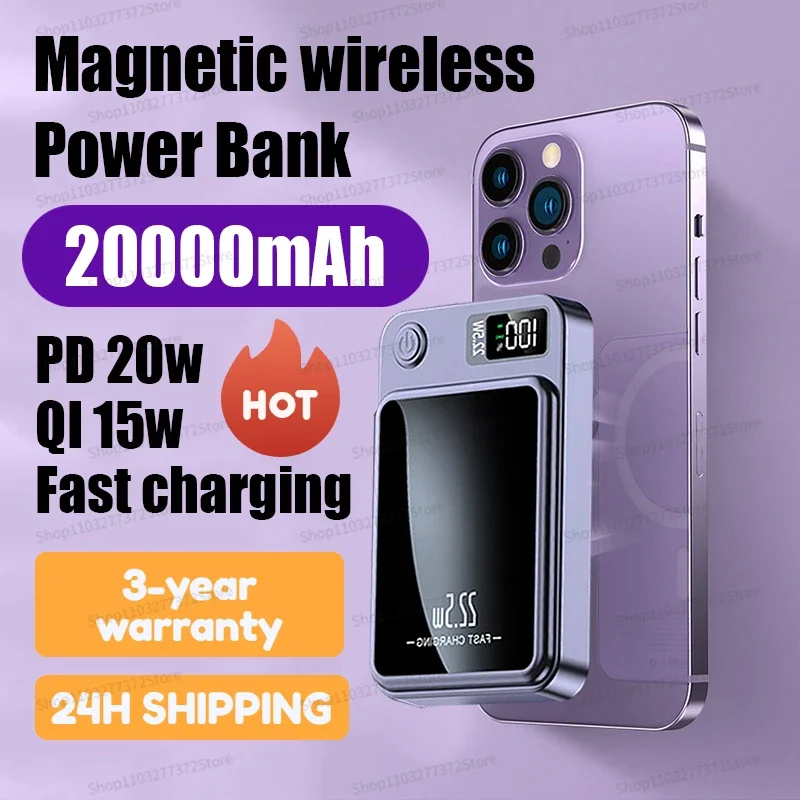 New 20000mAh Magnetic Qi Wireless Charger Power Bank 22.5W Fast Charging For iPhone 13 14 Samsung Huawei Xiaomi Mini Powerbank
New 20000mAh Magnetic Qi Wireless Charger Power Bank 22.5W Fast Charging For iPhone 13 14 Samsung Huawei Xiaomi Mini Powerbank