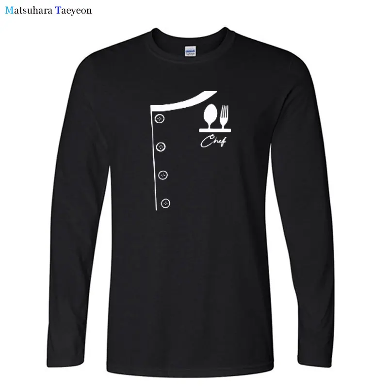 

Chef T Shirt Fake Suit Cook Printed Tshirt Man Cotton Funny Autumn Tops Tshirts High Quality Long Sleeve O-neck Tee Shirt tees