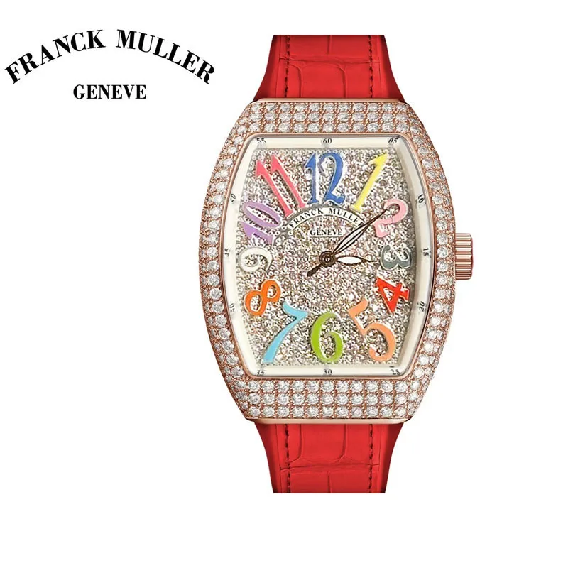 

Franck Muller V32 SC DT Series Woman's Watches Rhinestone Inlay Ladies Quartz Wristwatches Fashion Luxury Color Watch For Women