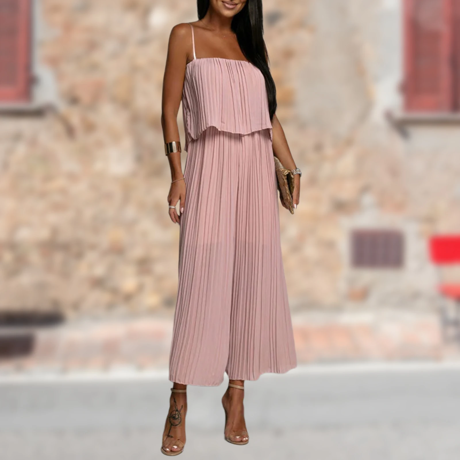 Ladies Summer Jumpsuit Square Neck Women Spaghetti Strap Jumpsuit Casual Style Sleeveless Solid Color Loose Fit Daily Outfit
Ladies Summer Jumpsuit Square Neck Women Spaghetti Strap Jumpsuit Casual Style Sleeveless Solid Color Loose Fit Daily Outfit