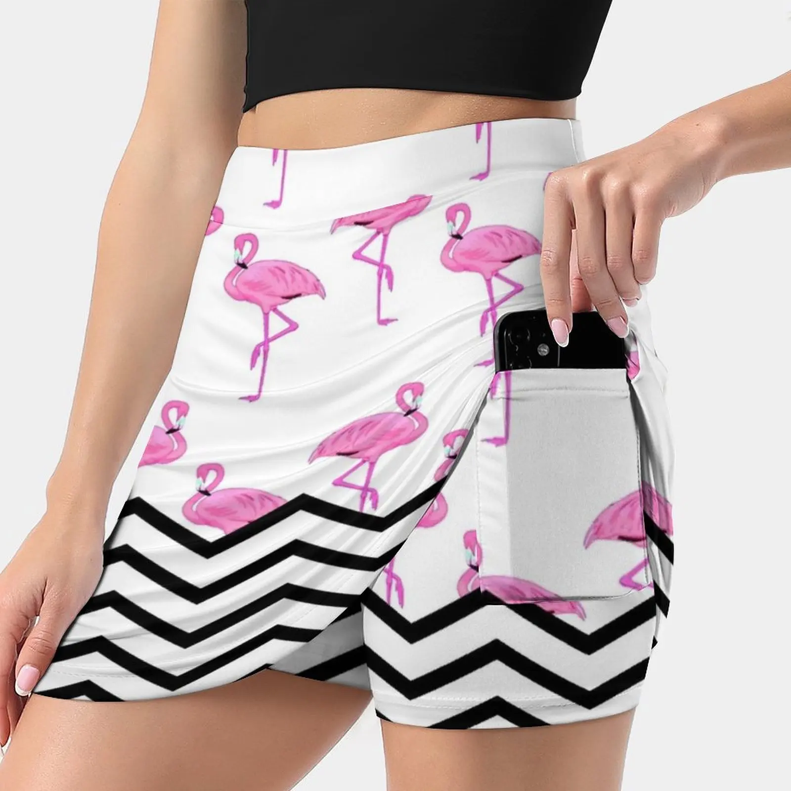 

Pattern With Stripes Women's skirt Y2K Summer Clothes 2022 Kpop Style Trouser Skirt With Pocket Pattern Flamingo Lovers