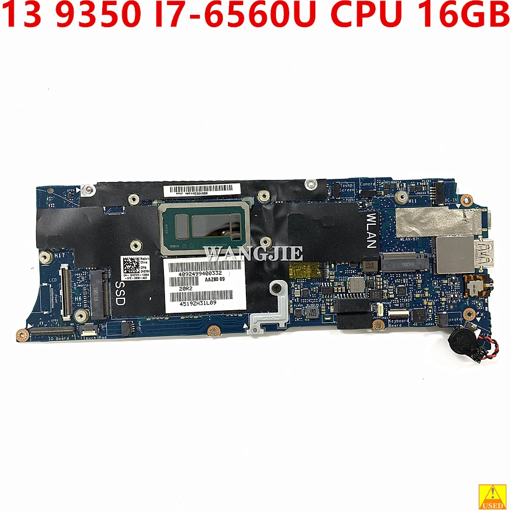 For DELL XPS 13 9350 Laptop Motherboard CN-0H67KH 0H67KH H67KH AAZ80 LA-C881P Used W/SR2JB I7-6560U CPU 16GB 100% Full Tested
For DELL XPS 13 9350 Laptop Motherboard CN-0H67KH 0H67KH H67KH AAZ80 LA-C881P Used W/SR2JB I7-6560U CPU 16GB 100% Full Tested