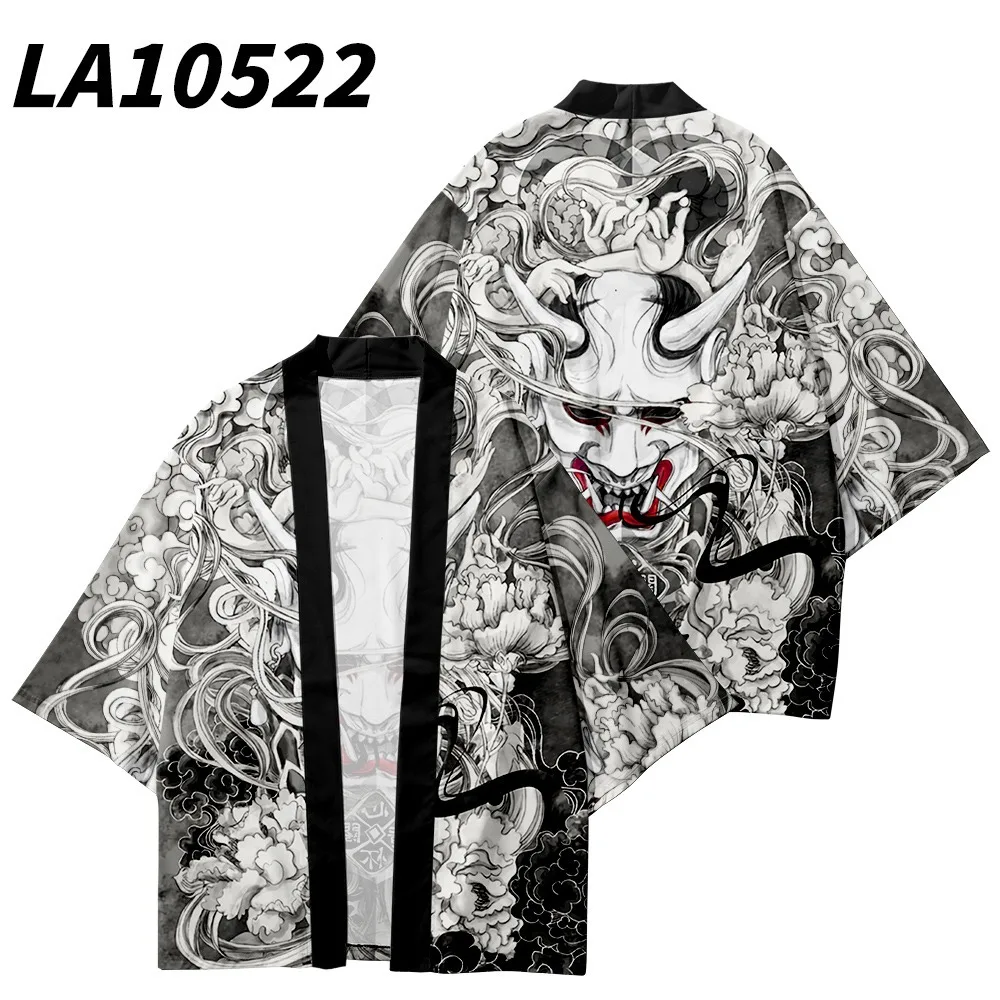 

Demon Print Samurai Shirt Clothing Traditional Haori Kimono Women Men Japanese Anime Asian Streetwear Cardigan Yukata Cosplay