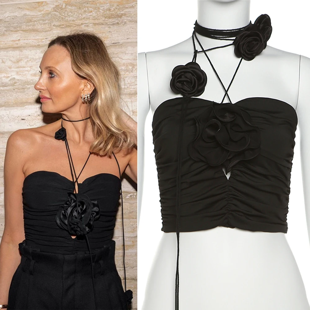 New Black Rose Mysterious Sexy Elastic Glamorous Hot Tight Mature Femininity Glamour Party Women's Wrap Chest Crop Top
New Black Rose Mysterious Sexy Elastic Glamorous Hot Tight Mature Femininity Glamour Party Women's Wrap Chest Crop Top